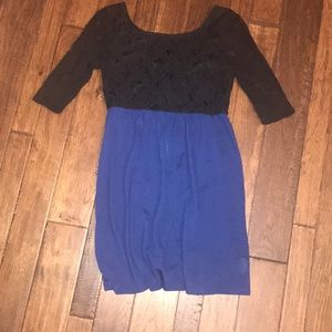 Lace top black and blue dress